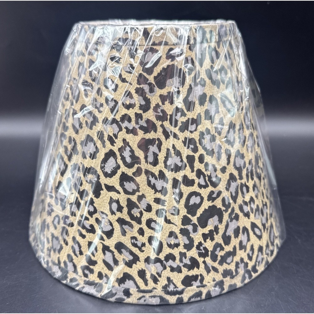 Unbranded Home Tan Black Leopard Fabric Lamp Shade Animal Print Vintage Style 8"